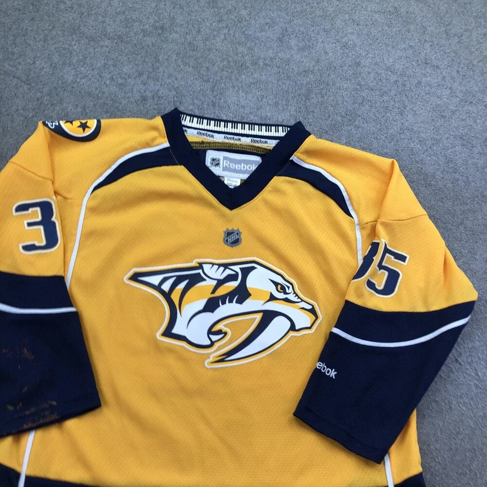Nashville Predators Jersey Boys Large NHL Hockey Reebok Rinne 35 L/XL
